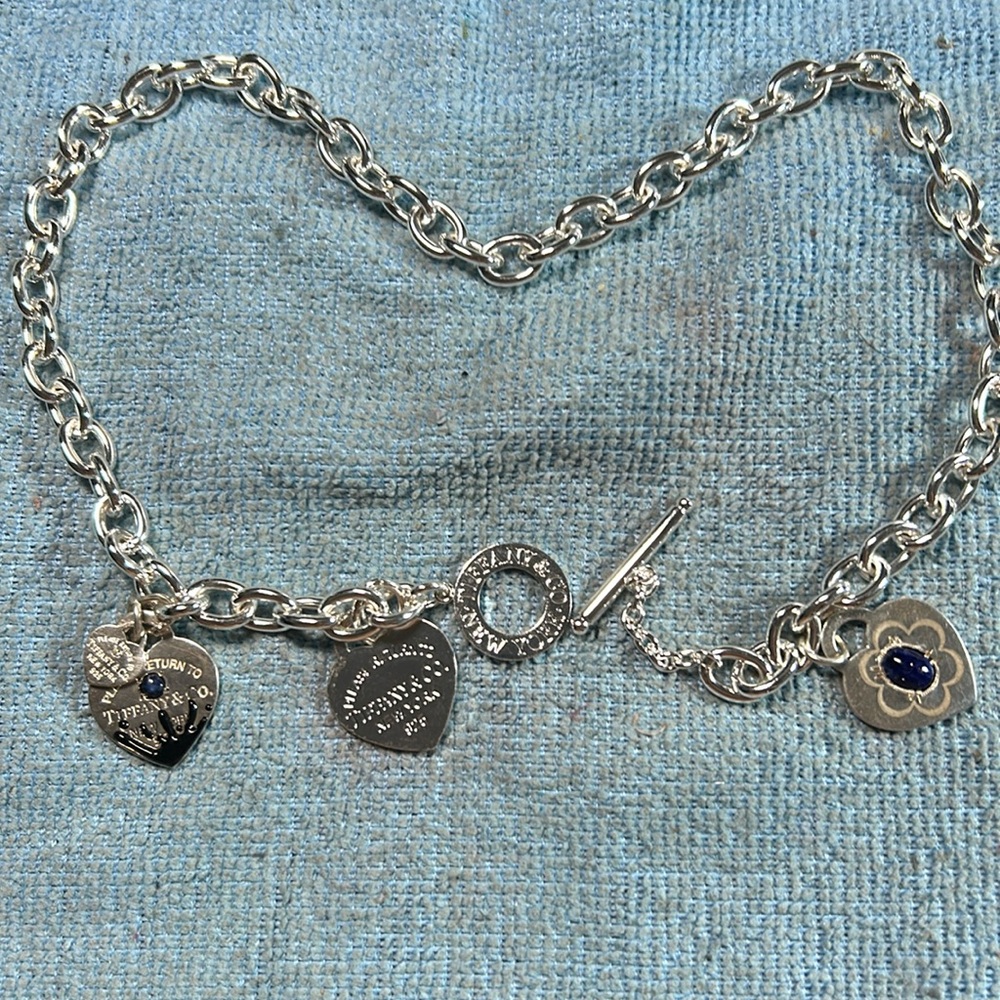Tiffany Choker l8.5” Sterling Silver,splash Black Heart 1” with a Black Onyx